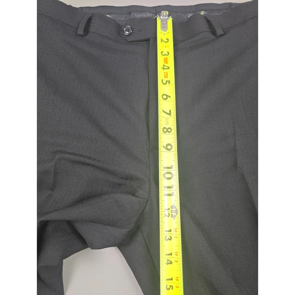 Savane Tailored 2u Comfort Waist Dress Pants Charcoal Black 40x30 Flat Front